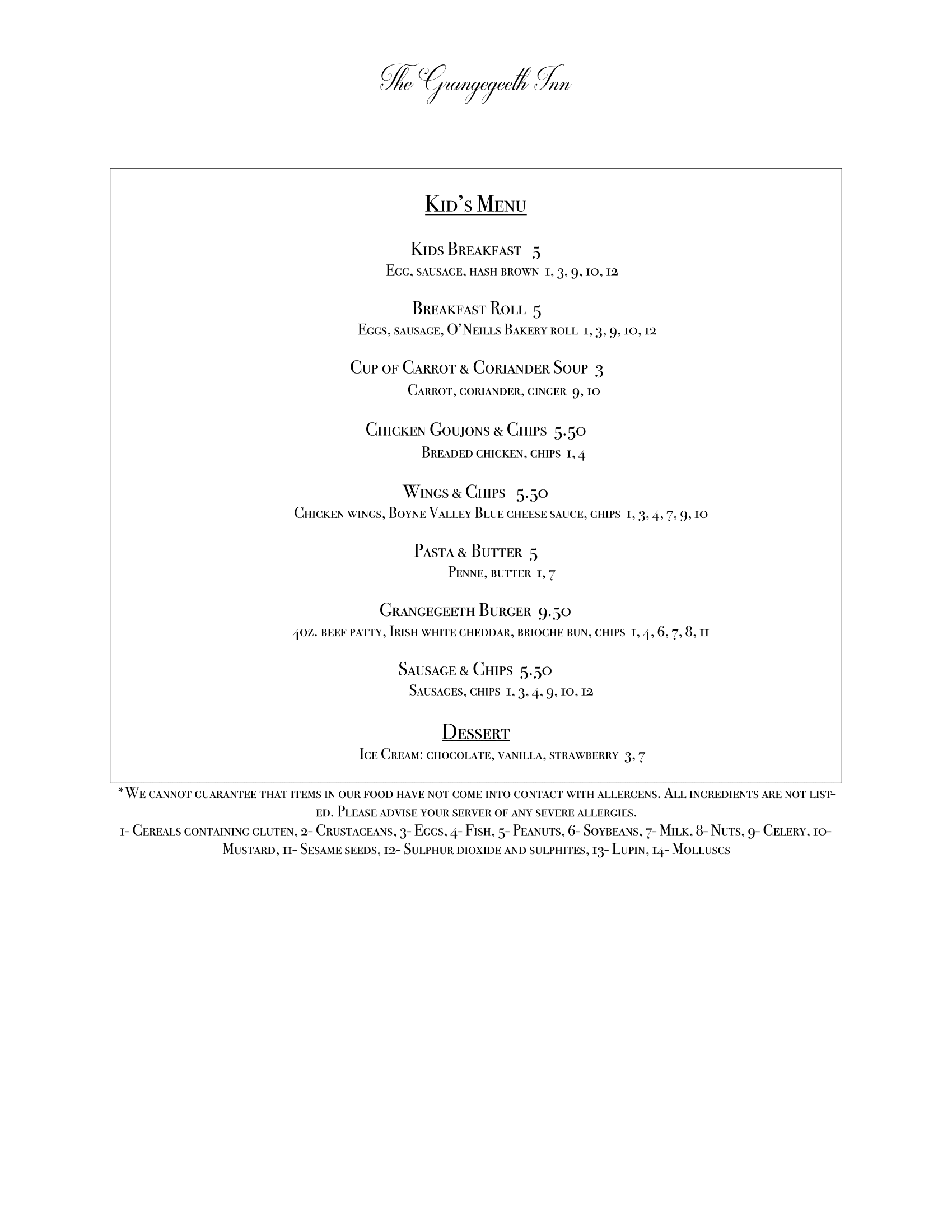 Kids Menu