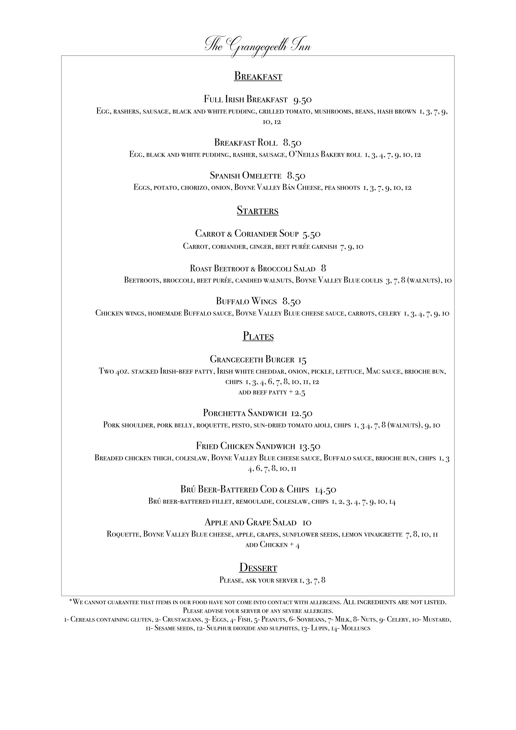 Lunch Menu